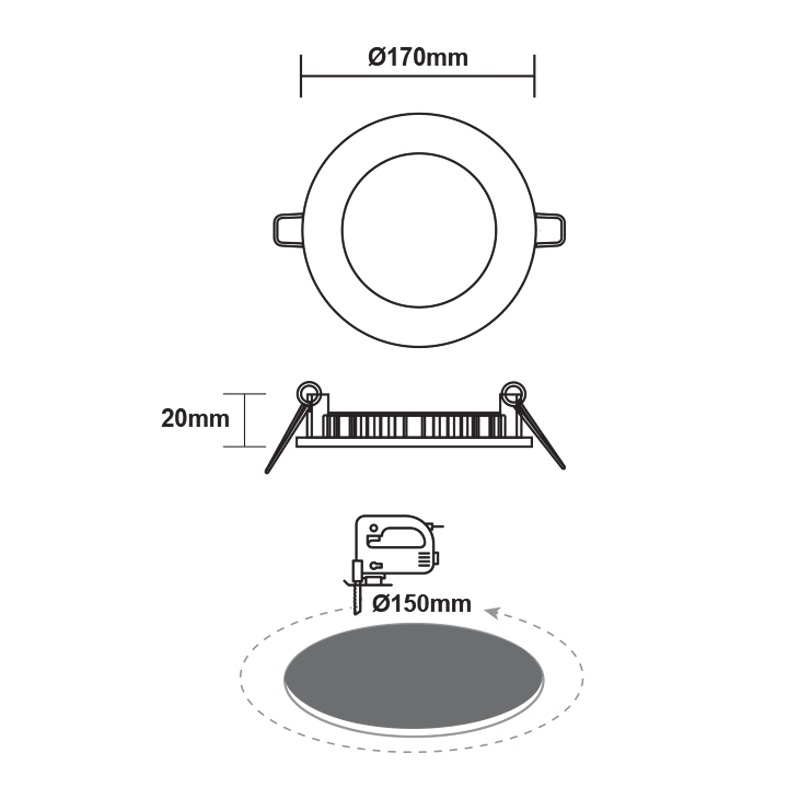 LED SMD panel PLATO 12W 120° 3000K (PLATO1230RW)