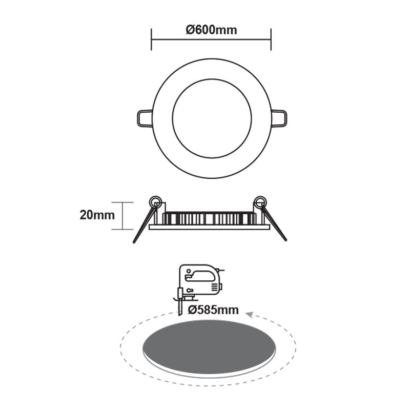 LED SMD panel PLATO 48W 120° 3000K (PLATO4830RW)