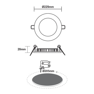 LED SMD panel PLATO 18W 120° 4000K (PLATO1840RNM)