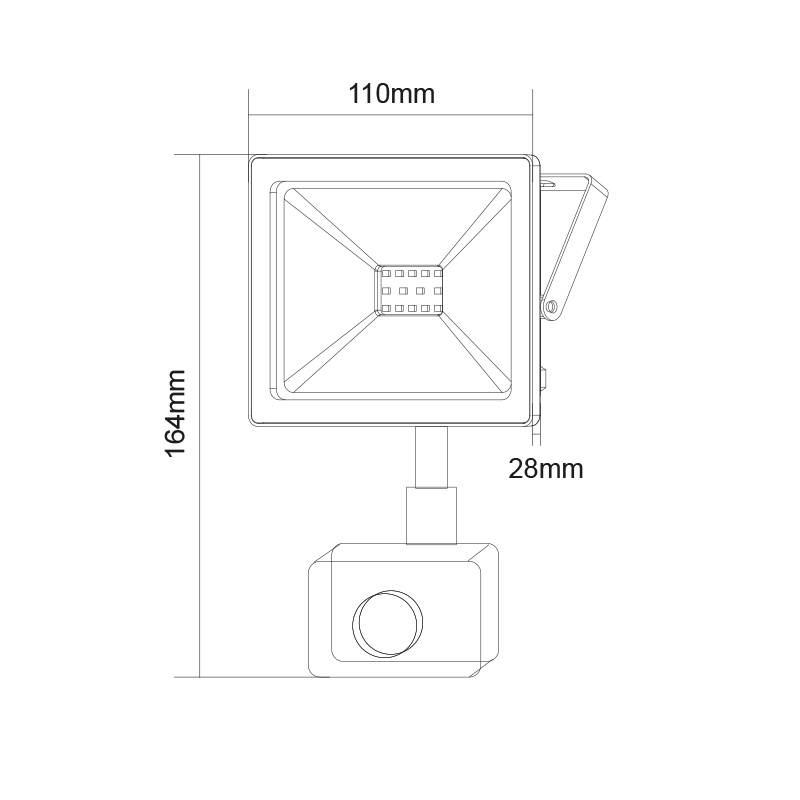 LED SMD προβολέας με αισθητήρα κίνησης Q 20W 110° 4000K (Q2040S)